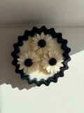 Daisy Bloom Candle Bowl – Handcrafted Decorative Jesmonite Candle No.3 in Black